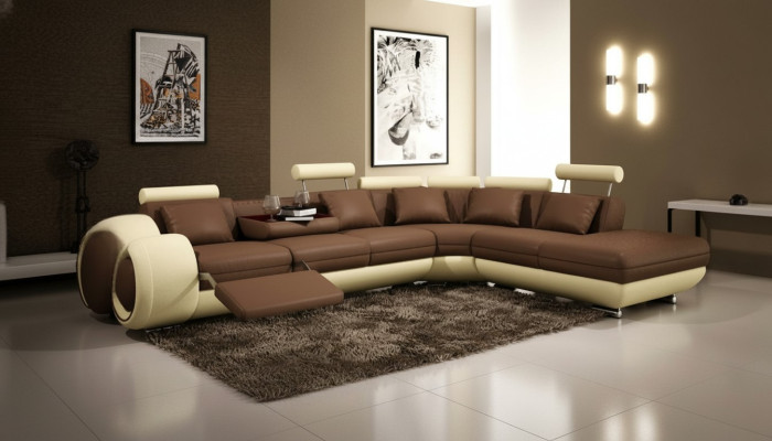 Skórzana sofa z USB Żywy krajobraz Narożnikowa kanapa Narożnik Ustaw Design Modern Sofa A1163C