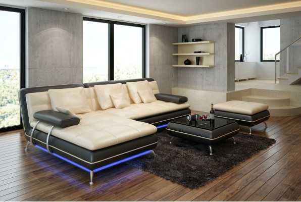 Skórzana sofa z USB Żywy krajobraz Narożnikowa kanapa Narożnik Ustaw Design Nowoczesna Sofa F3015