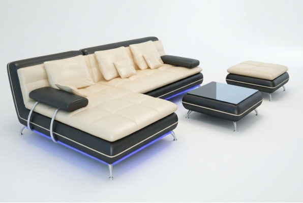 Skórzana sofa z USB Żywy krajobraz Narożnikowa kanapa Narożnik Ustaw Design Nowoczesna Sofa F3015