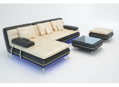 Skórzana sofa z USB Żywy krajobraz Narożnikowa kanapa Narożnik Ustaw Design Nowoczesna Sofa F3015