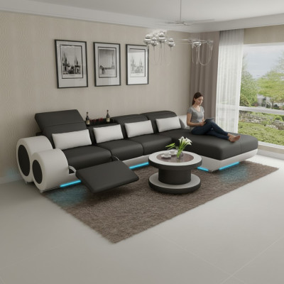 Skórzana sofa + USB Zestaw sofowy Nowa Narożnikowa kanapa Narożnik Ustaw Design Nowoczesna Sofa G8035H