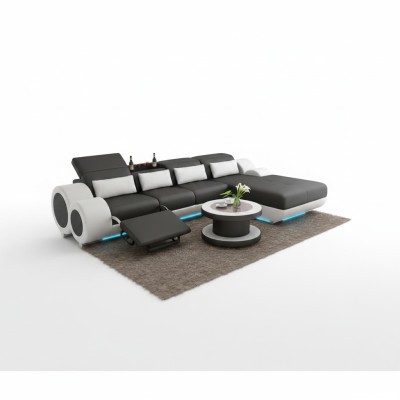 Skórzana sofa + USB Zestaw sofowy Nowa Narożnikowa kanapa Narożnik Ustaw Design Nowoczesna Sofa G8035H