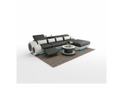 Skórzana sofa + USB Zestaw sofowy Nowa Narożnikowa kanapa Narożnik Ustaw Design Nowoczesna Sofa G8035H