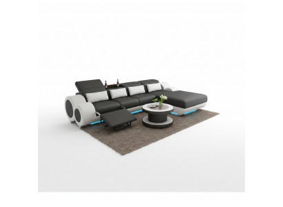Skórzana sofa + USB Zestaw sofowy Nowa Narożnikowa kanapa Narożnik Ustaw Design Nowoczesna Sofa G8035H