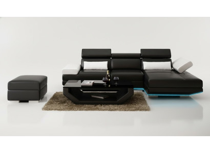 Skórzana sofa w kształcie litery L + USB Żywy krajobraz Narożnikowa kanapa Ustawić Design Nowoczesna Sofa K5009D