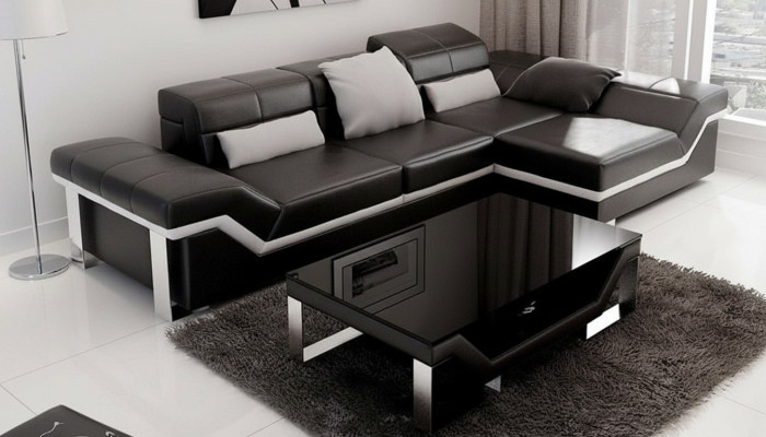 Skórzana sofa sofa z USB,Żywy krajobrazu Narożnikowa kanapa Ustaw Design Modern Sofa K5007F