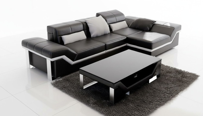 Skórzana sofa sofa z USB,Żywy krajobrazu Narożnikowa kanapa Ustaw Design Modern Sofa K5007F