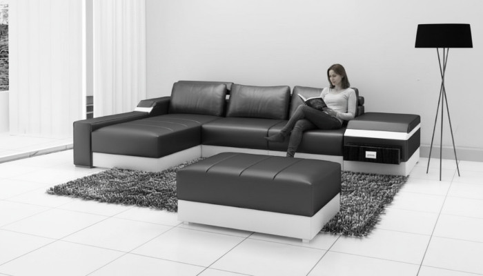 Narożnik kanapa + USB Narożnik Sofa Kanapa Podkładka Skóra Ustawić Żywy krajobraz Szezlong