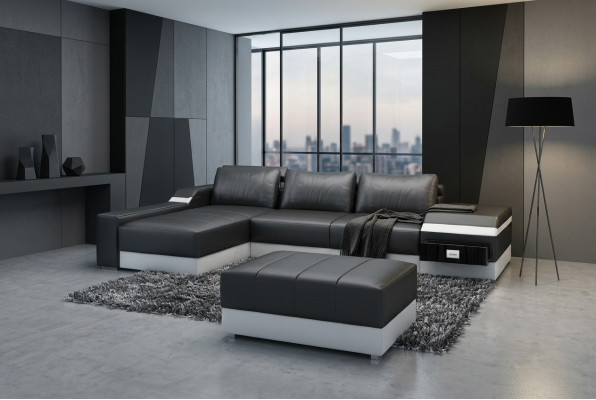 Narożnik kanapa + USB Narożnik Sofa Kanapa Podkładka Skóra Ustawić Żywy krajobraz Szezlong