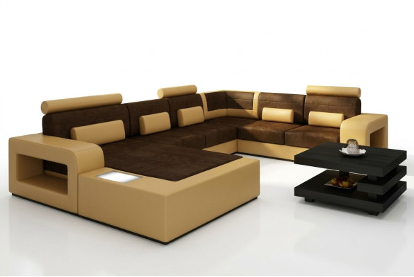 Żywy krajobraz Sofa z USB Zestaw sofowy Material Włókienniczy Skóra Sofa z Oświetleniem