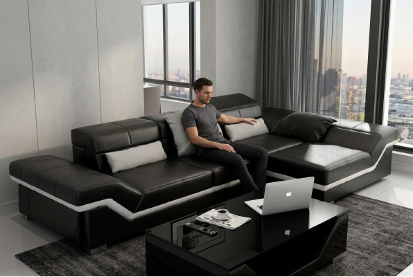 Sofa skórzana Narożnikowa kanapa z USB Sofa Ustawić Kanapa Żywy krajobraz Podkładka Sofa Nowość