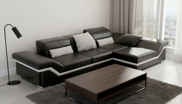 Sofa skórzana Narożnikowa kanapa z USB Sofa Ustawić Kanapa Żywy krajobraz Podkładka Sofa Nowość