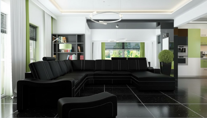Skórzana sofa z USB Żywy krajobraz Narożnikowa kanapa Nowa sofa Ustaw XXL skórzana sofa kanapa