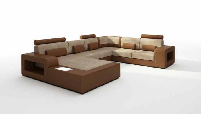 Żywy krajobraz Sofa z USB,Zestaw sofowy Material Włókienniczy Skóra Sofa z Oświetleniem
