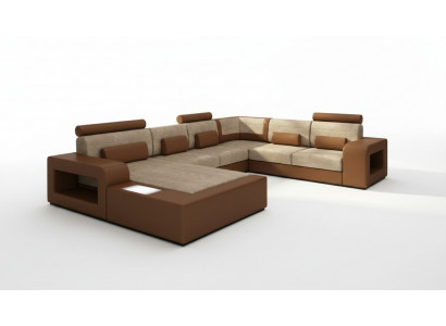 Żywy krajobraz Sofa z USB,Zestaw sofowy Material Włókienniczy Skóra Sofa z Oświetleniem