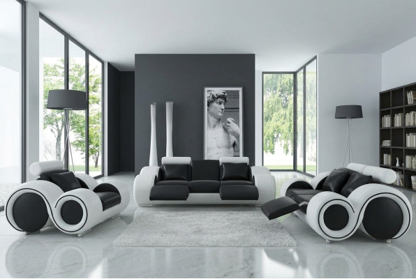 Skórzana sofa na USB Żywy krajobraz 3+2+1 miejsce siedzące Ustawić Design Modern Sofa A1163D