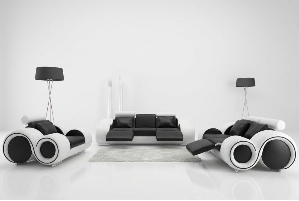 Skórzana sofa na USB Żywy krajobraz 3+2+1 miejsce siedzące Ustawić Design Modern Sofa A1163D