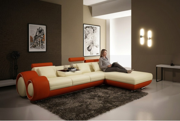 Skórzana sofa z USB Żywy krajobraz Narożnikowa kanapa Narożnik Ustaw Design Modern Sofa A1163E