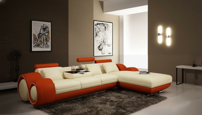 Skórzana sofa z USB Żywy krajobraz Narożnikowa kanapa Narożnik Ustaw Design Modern Sofa A1163E
