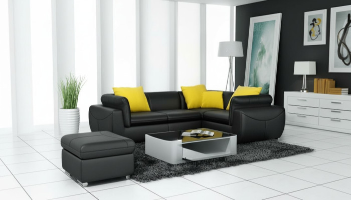 Skórzana sofa z USB Żywy krajobraz Narożnikowa kanapa Narożnik Ustaw Design Nowoczesna Sofa F3014C