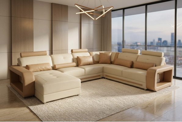 Narożnik Sofa + Podkładka USB Narożnik Living Pokój Projektant Krajobrazu Kanapy Włókienniczy A1135