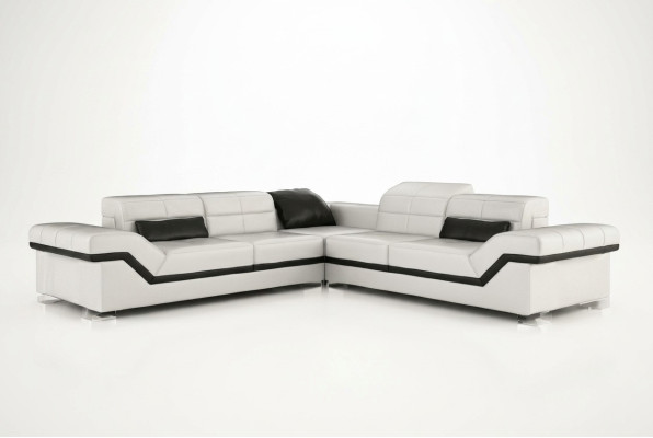 Skórzana sofa XXL Żywy krajobraz Couch Design Sofa z USB Narożnikowa kanapa Zestaw sofowy Biały