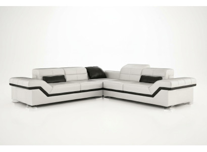 Skórzana sofa XXL Żywy krajobraz Couch Design Sofa z USB Narożnikowa kanapa Zestaw sofowy Biały