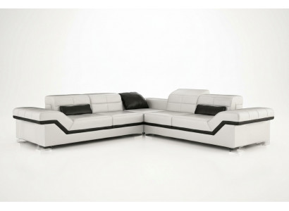 Skórzana sofa XXL Żywy krajobraz Couch Design Sofa z USB Narożnikowa kanapa Zestaw sofowy Biały