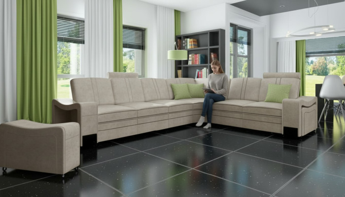 Materiał Couch Włókienniczy Podkładka Narożnik Sofa + USB Narożnikowa kanapa Żywy krajobraz Sofa materiałowa