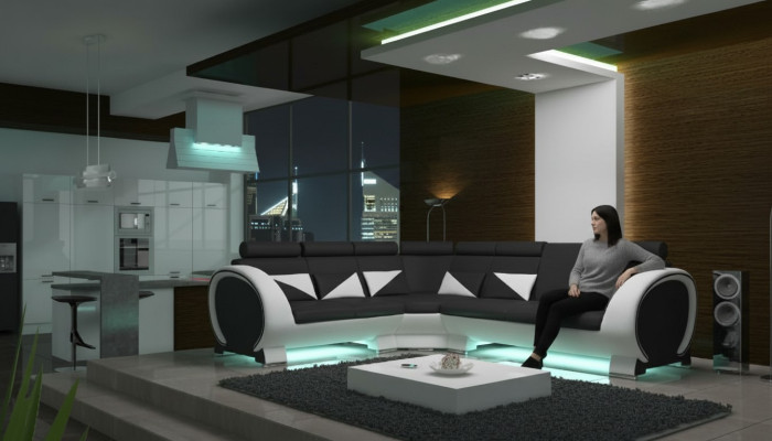 Narożnikowa kanapa z USB skórzana sofa skórzana sofa narożna designerska sofa Skóra Couch "VIGO”