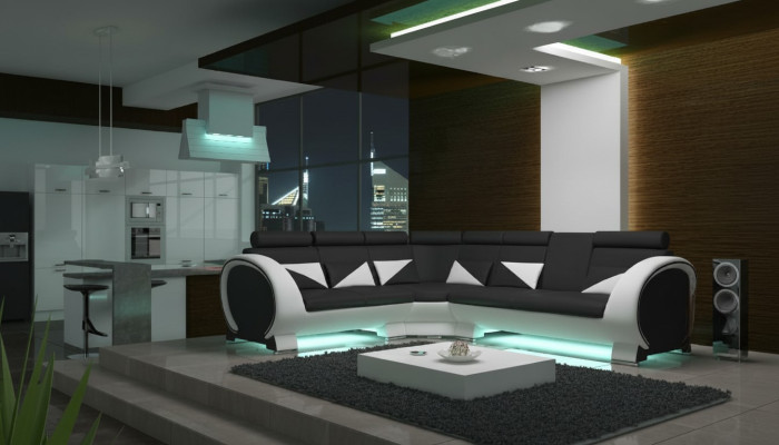 Narożnikowa kanapa z USB skórzana sofa skórzana sofa narożna designerska sofa Skóra Couch "VIGO”