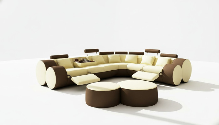 Designerska skórzana sofa + narożnik USB Sofa skórzana kanapa Sofa Żywy krajobraz Made In EU