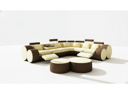 Designerska skórzana sofa + narożnik USB Sofa skórzana kanapa Sofa Żywy krajobraz Made In EU