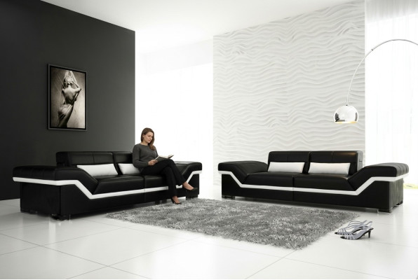 Skórzana sofa USB Sofa 3+3 miejsce do siedzenia Design Sofa Podkładka Skóra Ustawić Couch