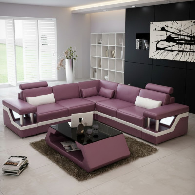 Sofa skórzana XXL na USB Ustaw Żywy krajobraz narożnik Skóra Narożnikowa kanapa HAMBURG II