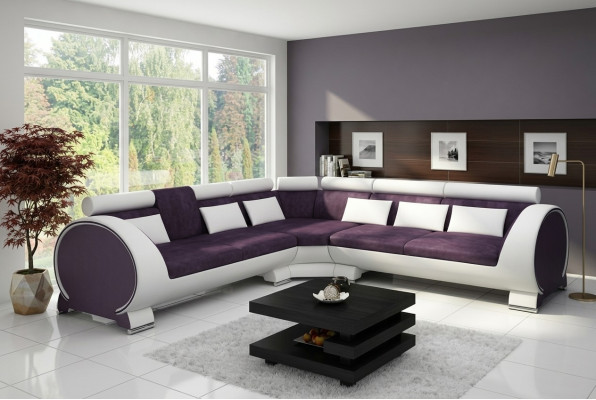 Narożnikowa kanapa VIGO „LT01” Narożnik sofa USB Zestaw narożny skórzana sofa Skóra Włókienniczy Materiał