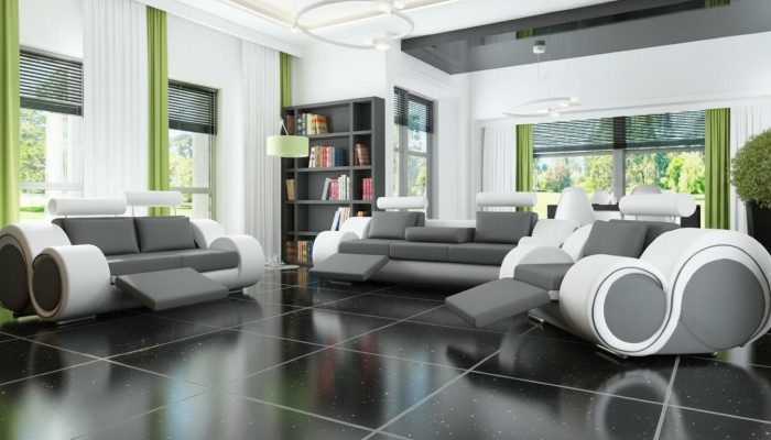Skóra Sofa Zestaw sofowy 321 Siedziba Zestaw kanapy USB zestaw tapicerowany BERLIN Couch