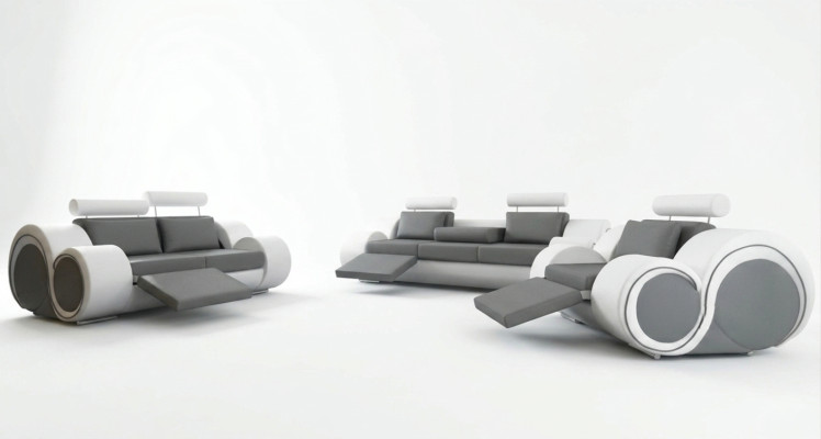 Skóra Sofa Zestaw sofowy 321 Siedziba Zestaw kanapy USB zestaw tapicerowany BERLIN Couch