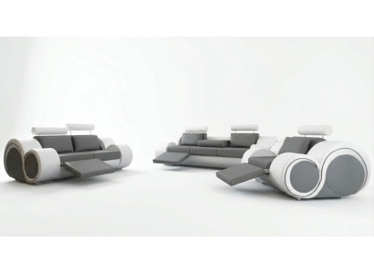 Skóra Sofa Zestaw sofowy 321 Siedziba Zestaw kanapy USB zestaw tapicerowany BERLIN Couch