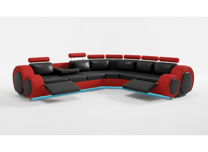 Skóra Sofa z USB Design Sofa Skórzana kanapa Żywy krajobraz Narożnik „BERLIN”