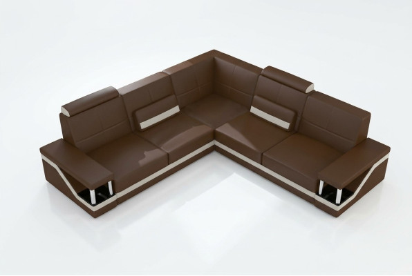 Sofa Skórzana Narożnik Sofa + Plakat USB Zestaw narożny Sofy Materiał Skóra Ustawić Nowość