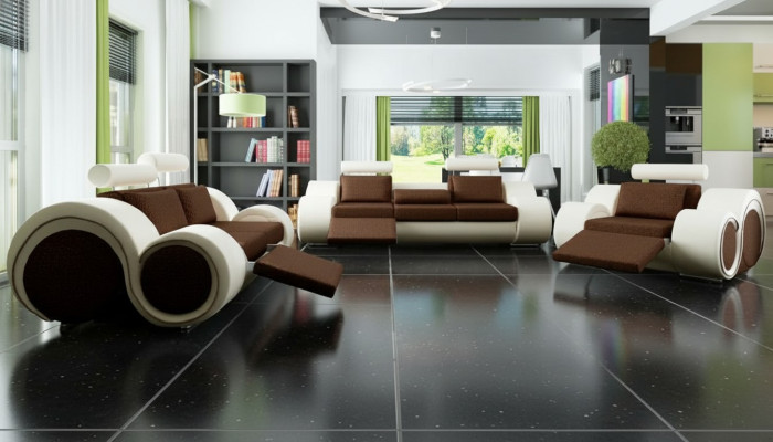 Designerski zestaw sofowy 3+2+1 z USB Podkładka Sofa Obcios Brown Couch Set