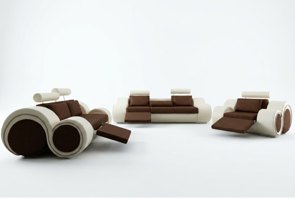 Designerski zestaw sofowy 3+2+1 z USB Podkładka Sofa Obcios Brown Couch Set