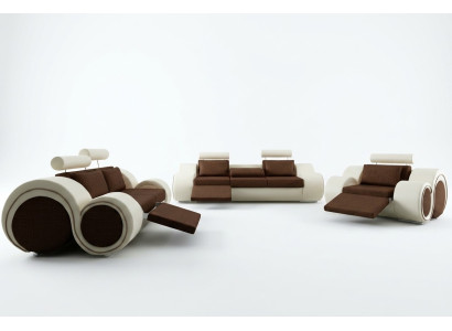 Designerski zestaw sofowy 3+2+1 z USB Podkładka Sofa Obcios Brown Couch Set