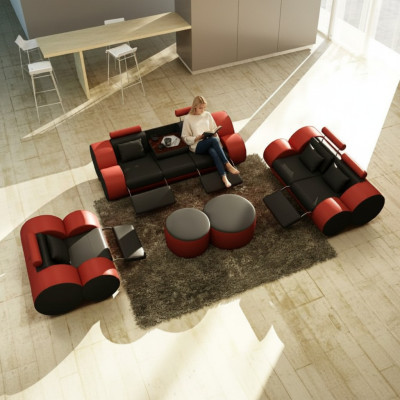 Skóra Sofa 3+2+1 miejsce do siedzenia z USB Relaks Couch Zestaw sofowy Zestaw tapicerski MADRID
