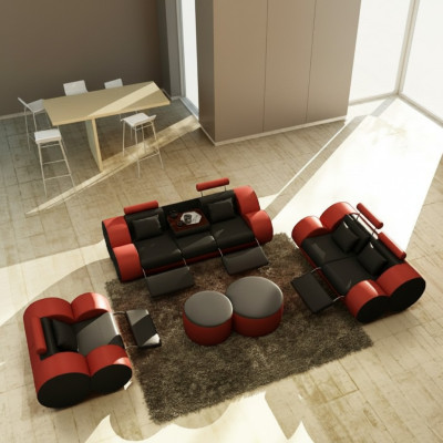 Skóra Sofa 3+2+1 miejsce do siedzenia z USB Relaks Couch Zestaw sofowy Zestaw tapicerski MADRID