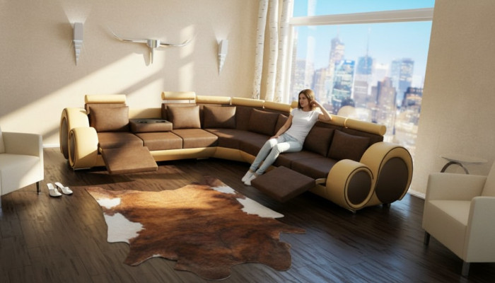 Włókienniczy SOFA +USB, SOFA PROJEKTANTOWA Narożnikowa kanapa Żywy krajobraz Narożnik NOWOŚĆ Ustawić Skóra