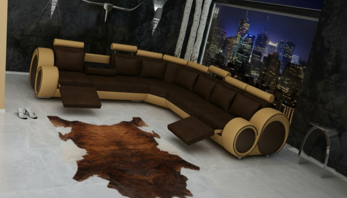 Włókienniczy SOFA +USB, SOFA PROJEKTANTOWA Narożnikowa kanapa Żywy krajobraz Narożnik NOWOŚĆ Ustawić Skóra