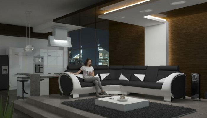 Narożnikowa kanapa PROJEKT NAROŻNIKA *Wybór koloru * SOFA +USB,Skóra SKÓRZANA SOFA KOMPLET SKÓRZANA