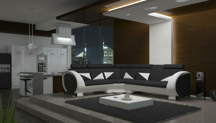 Narożnikowa kanapa PROJEKT NAROŻNIKA *Wybór koloru * SOFA +USB,Skóra SKÓRZANA SOFA KOMPLET SKÓRZANA